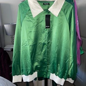 Green lightweight Satin Jacket.